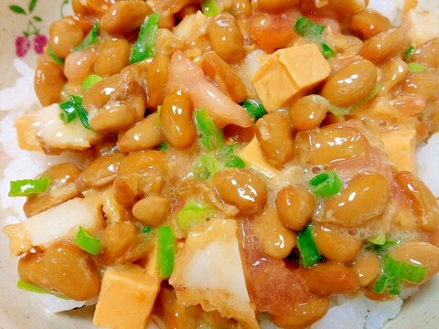 納豆の食べ方-クリスピーチキン＆トマトチーズ♪